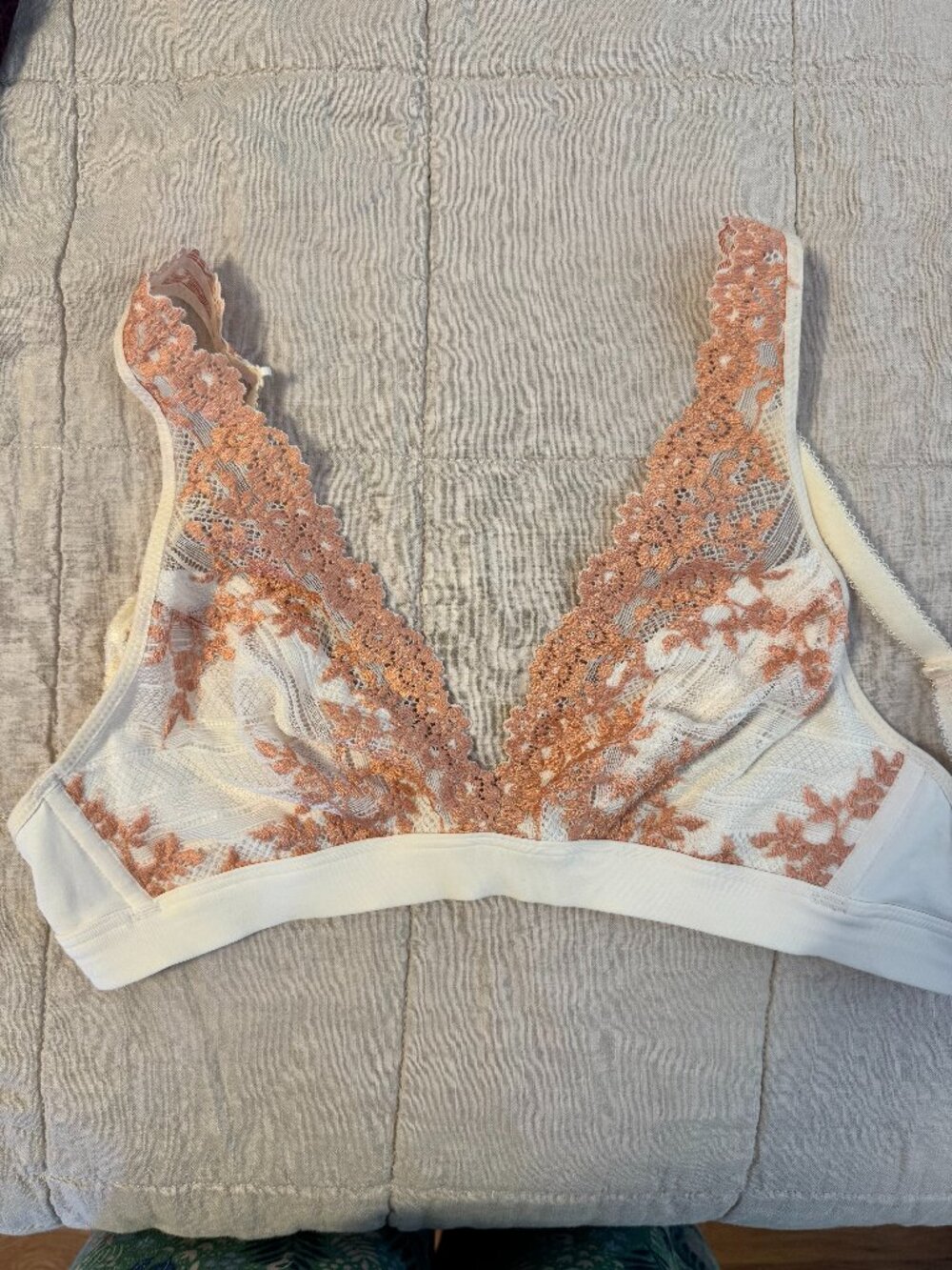 Pink and Cream Lace trimmed Bralette NWT